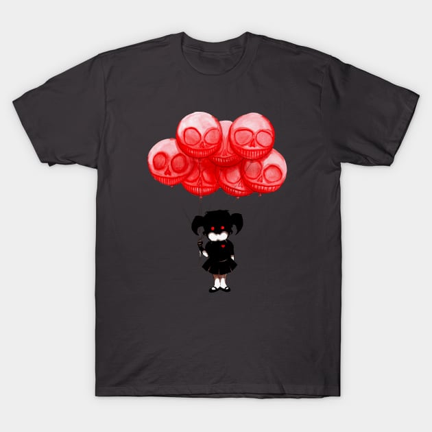 Creepy Girl Skeleton Balloons T-Shirt by LVBart